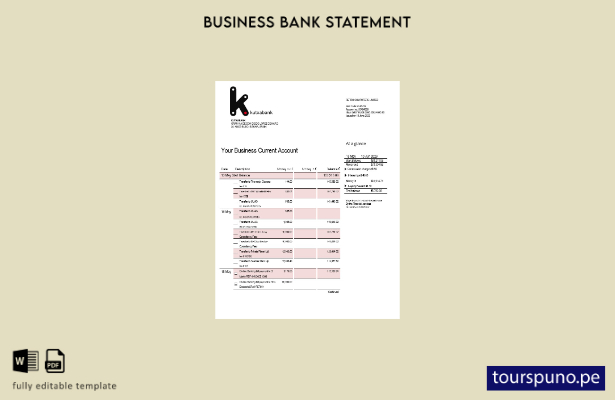 listo para imprimir plantilla de extracto de cuenta de empresa de Kutxabank en W